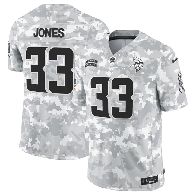 Men's Arctic Camo Minnesota Vikings #33 Aaron Jones 2024 F.U.S.E Salute to Service Limited Stitched Football Jersey